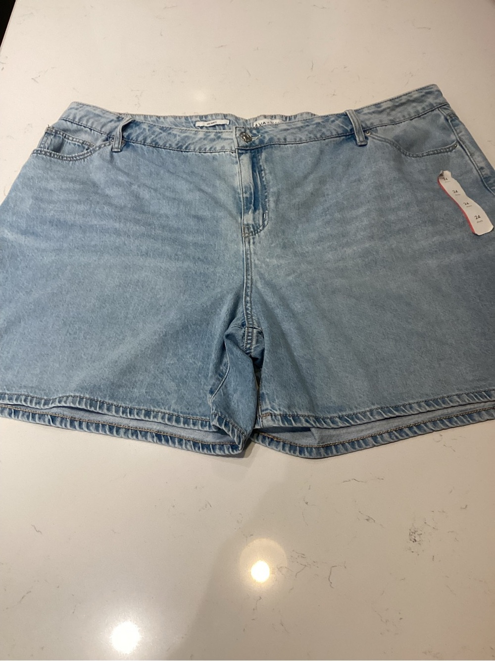 Ava & Viv Faded Light Blue Denim Relaxed Shorts